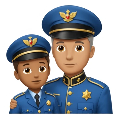 un gendarme adulte qui parle a un enfant qui ne porte pas d'uniforme sticker