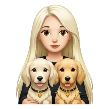 girl with long white  straight hair and tattoos and two Golden Retriever sticker