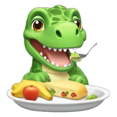 Baby dino eating lunch sticker