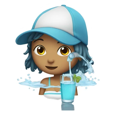 gilr with water sticker