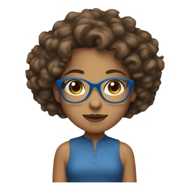 Girl with brown curlyish hair and blue glasses  sticker