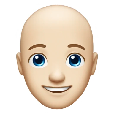 bald boy smiling at viewer with blue eyes sticker