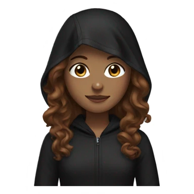 girl with brown wavy hair, black headband and black hood sticker