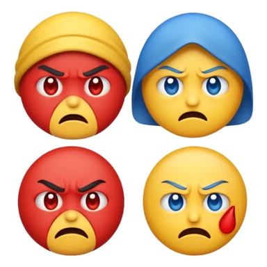 An angry emoji + sad emoji + silly emoji sticker