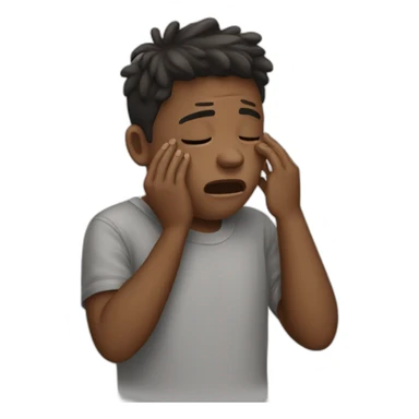 Boy crying with breaking heart sticker