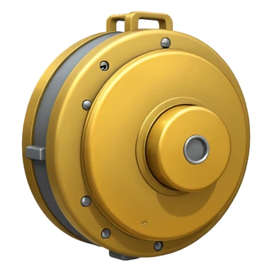 military pressure mine, simple, bold, round, metallic, visible pressure mechanism, emoji style sticker