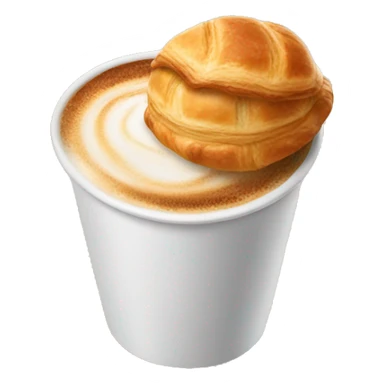 Disposable cup with cappuccino and croissant sticker