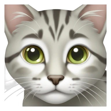 grey, white and beige tabby with pale green eyes  sticker