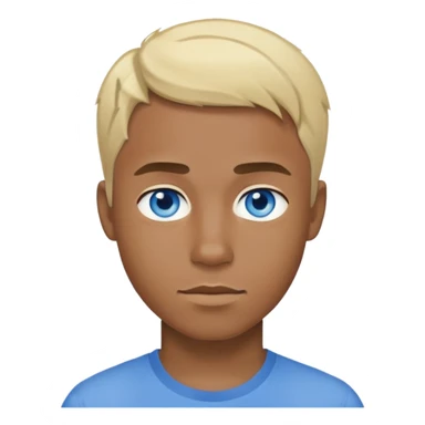 male, darker skinned blue eyes, short blonde hair, blue shirt sticker