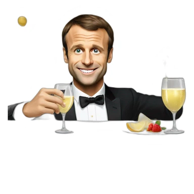 emmanuel macron drinking champagne sticker