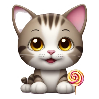 mini cat with candy  sticker