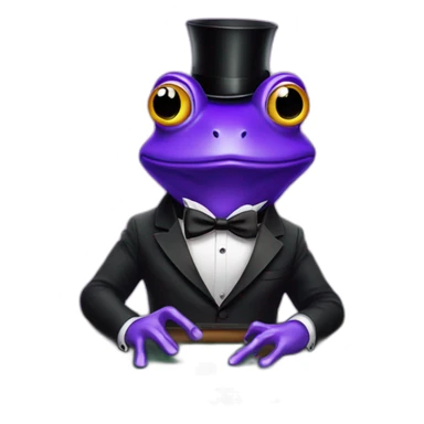 violet frog wearing tuxedo playing poker in casino sticker