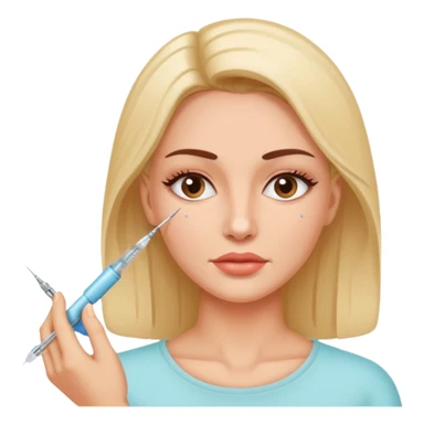 Woman taking a botox injection in the face sticker