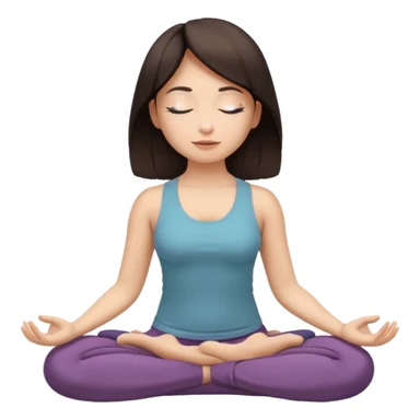 woman in lotus position, medium-light skin tone, dark hair sticker
