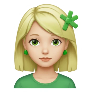 blonde girl with green color hairclip sticker