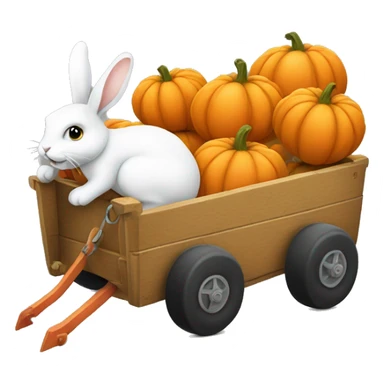 A little cart filled with pumpkins being pulled by a rabbit sticker