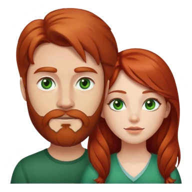 Red head girl whit long brow haired and bearded man with green eyes  sticker