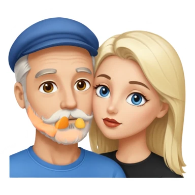 Man with hazel eyes and gray beard smooching sexy  blonde blue-eyed  woman sticker