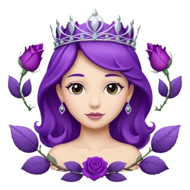 Purple rose with silver tiara and a purple emblem leaf wreath sticker