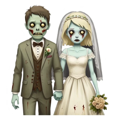 Zombie couple on wedding day sticker