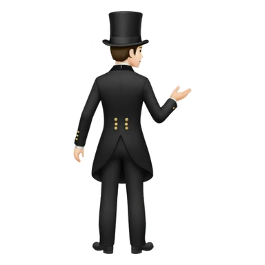 Victorian gentleman with a top hat, full body, standing, back view sticker