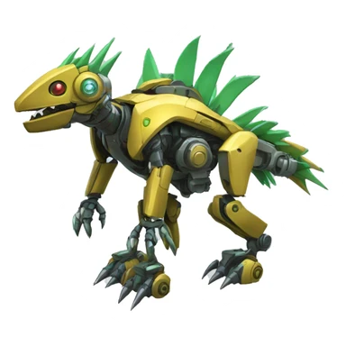a futuristic mechanical spiky Medabot-lizard-raptor full body sticker