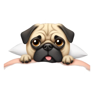 pug tucked in bed sticker