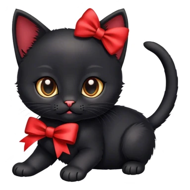 Black kitten with bow sticker