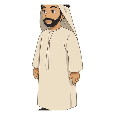 ghibli style Gulf Arab man in kandura and agal sticker