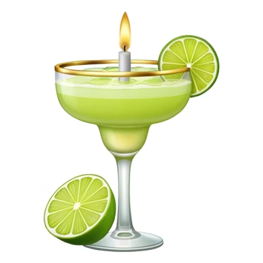 Lime Margarita with a gold birthday candle sticker