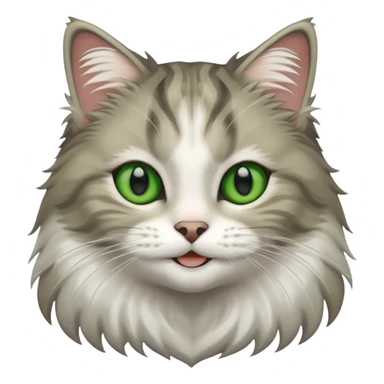 Siberian forest cat grey and white with white around eyes and green eyes smiling sticker