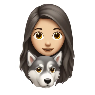 Long haired white brunette girl holding husky sticker
