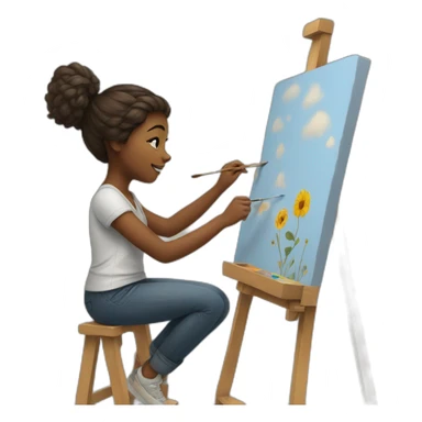 girl is painting sticker