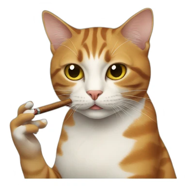 cat smoking cigar sticker