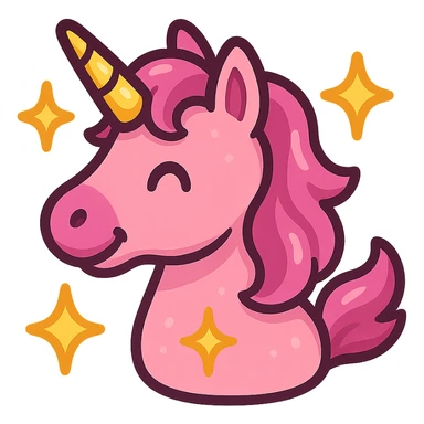 pink unicorn emoji, magical and playful sticker