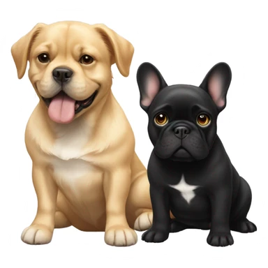 Black frenchie and golden retriever  sticker