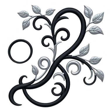 Black and silver filigree vine design, 3D, extremely detailed design sticker