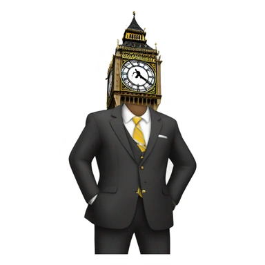 Big Ben clock with suit sticker
