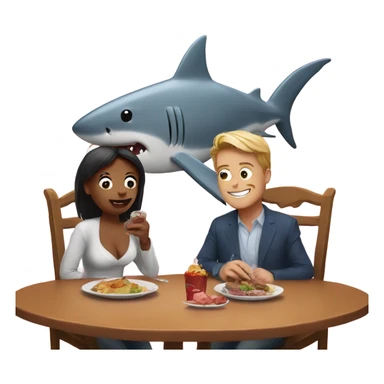 Shark on a date with a pig sticker