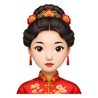 Asian girl with updo in Chinese dress sticker