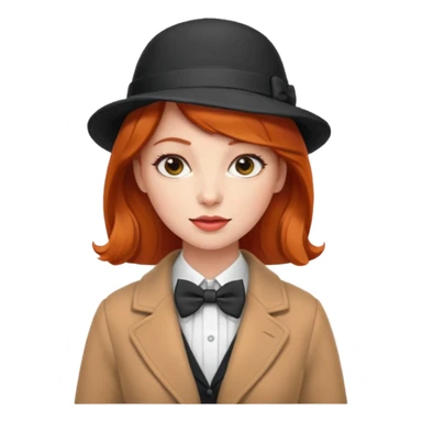 Bow Ties, Coats, and hat, lady, modern, red head. sticker