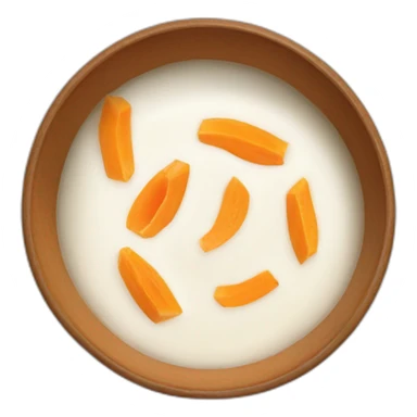 papaya sliced white milk powder on a bowl sticker