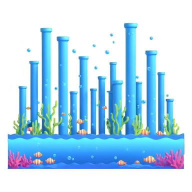 glowing underwater city with pillars and bubbles sticker