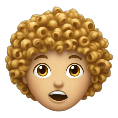 Curly hair Woman with his mouth open as if he's pretending to eat the thing it is facing sticker