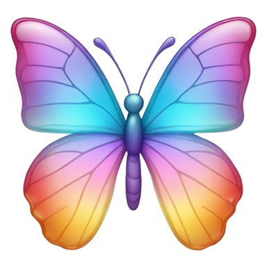 Pastel rainbow-gradient glass crystal butterfly sticker