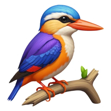 Bold, bright, hyperrealistic, mirco-detailed black-backed dwarf kingfisher, isolated, 3d rendering, 600 dpi, 16k sticker