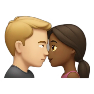 white guy kissing a slight brown girl sticker