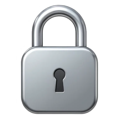 Chrome silver lock emoji, iOS emoji style, smooth metallic surface, rounded edges, reflective highlights, minimalistic sticker