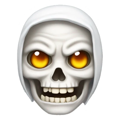 Skull with white hair and eye lids big with great teeth and eyes very hooded sticker