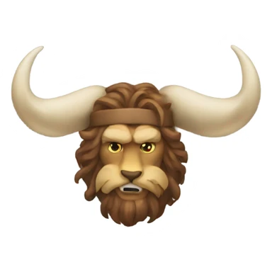Viking horns poking lion sticker